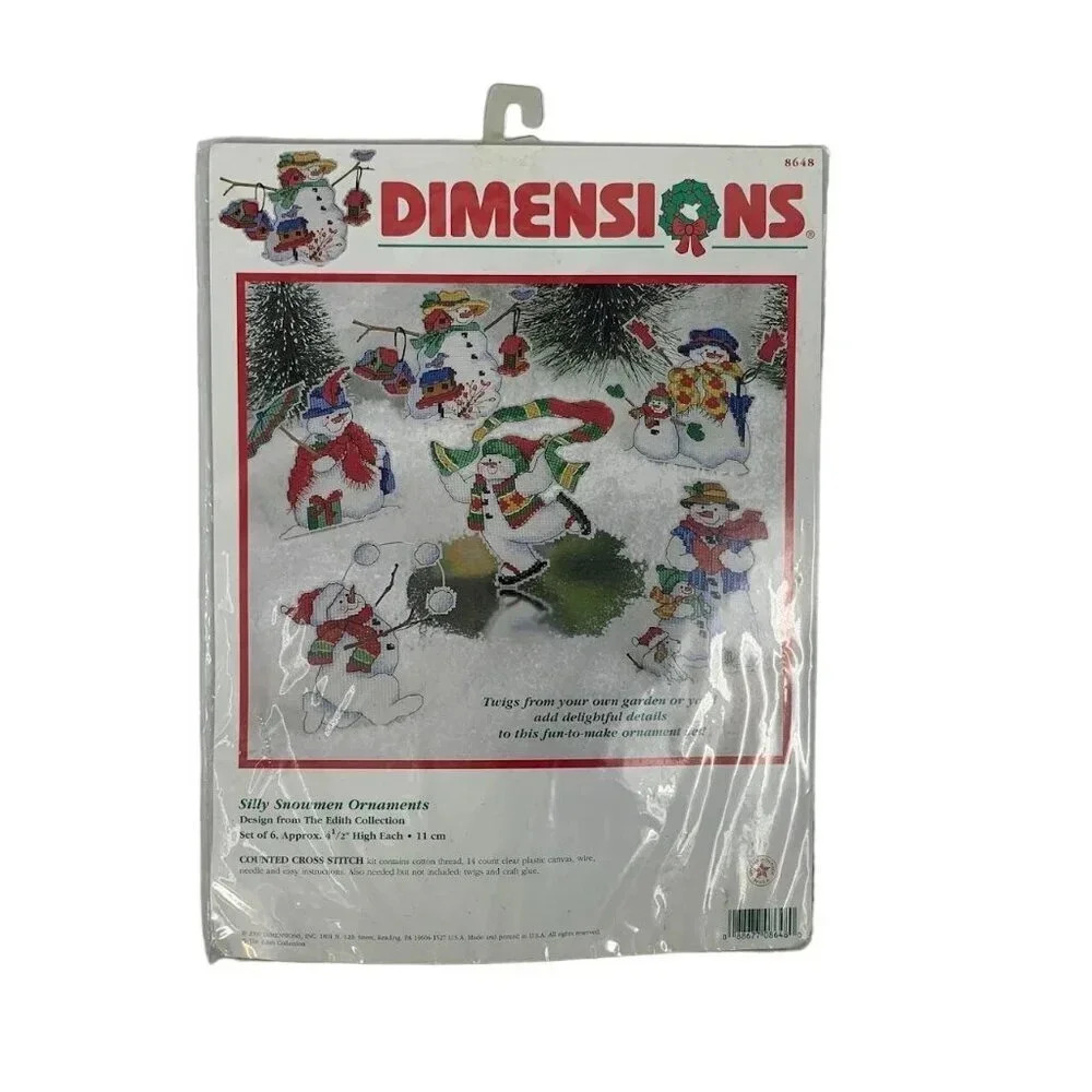 Dimensions Silly Snowmen #8648 Vintage Ornaments Counted‎ Cross Stitch Kit
